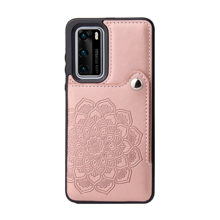 For Huawei P40 Embossed Pattern PU + TPU Protective Case with Holder & Wallet & Card Slots