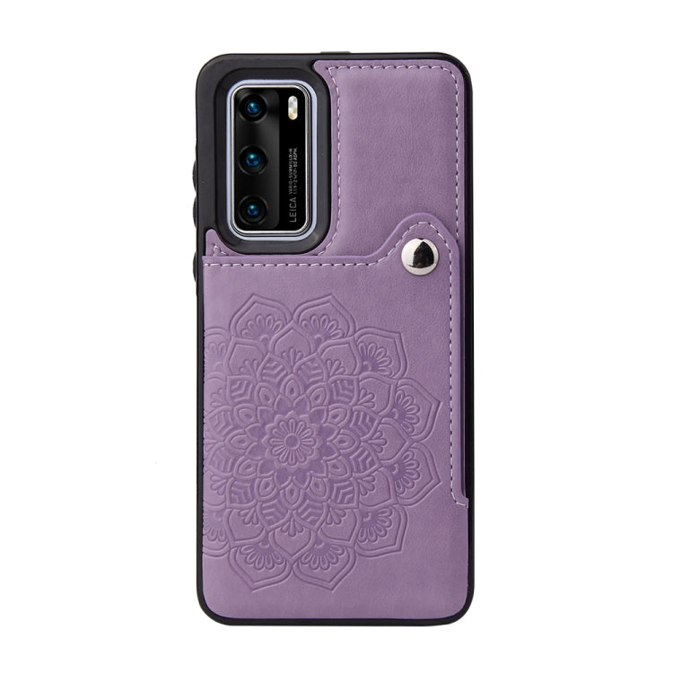 For Huawei P40 Embossed Pattern PU + TPU Protective Case with Holder & Wallet & Card Slots