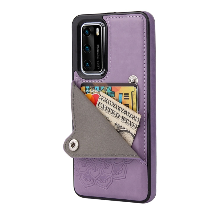 For Huawei P40 Embossed Pattern PU + TPU Protective Case with Holder & Wallet & Card Slots
