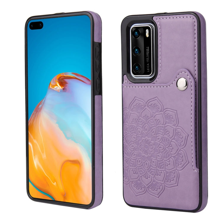 For Huawei P40 Embossed Pattern PU + TPU Protective Case with Holder & Wallet & Card Slots