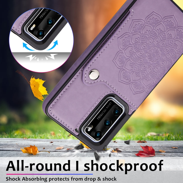 For Huawei P40 Embossed Pattern PU + TPU Protective Case with Holder & Wallet & Card Slots