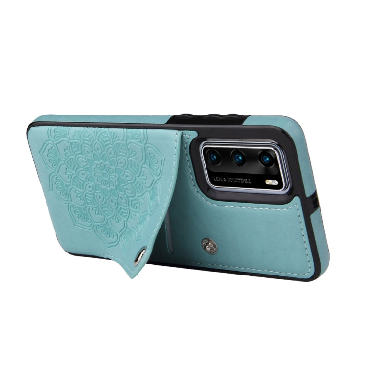 For Huawei P40 Embossed Pattern PU + TPU Protective Case with Holder & Wallet & Card Slots