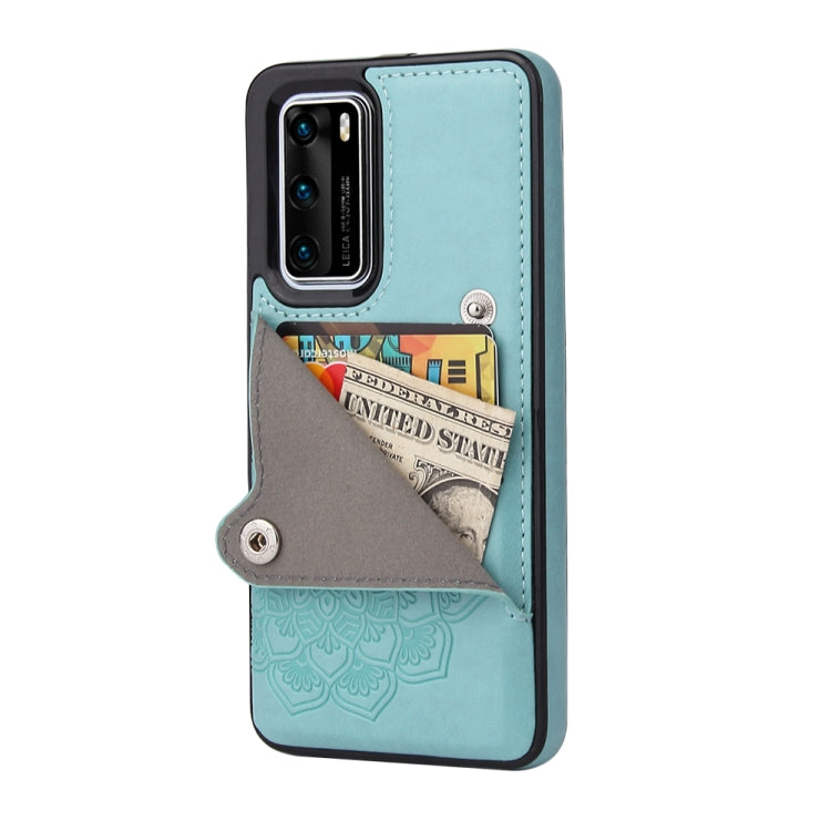 For Huawei P40 Embossed Pattern PU + TPU Protective Case with Holder & Wallet & Card Slots