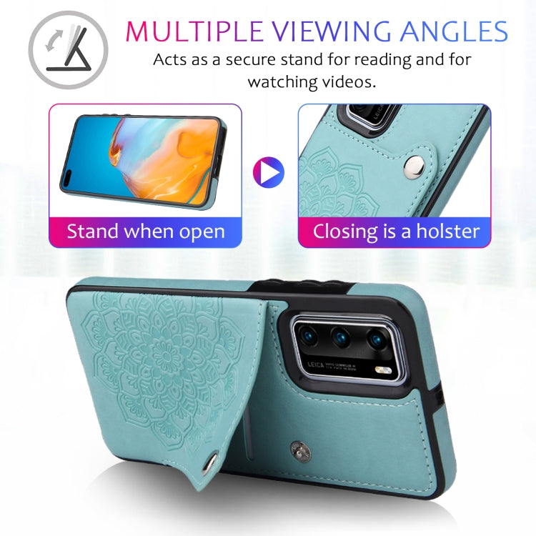 For Huawei P40 Embossed Pattern PU + TPU Protective Case with Holder & Wallet & Card Slots