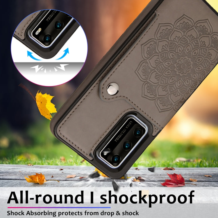 For Huawei P40 Embossed Pattern PU + TPU Protective Case with Holder & Wallet & Card Slots