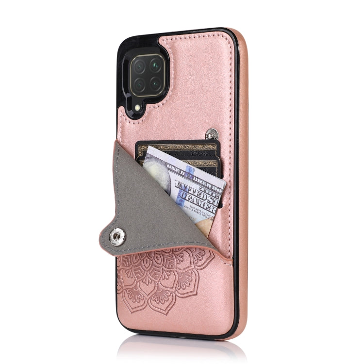 For Huawei P40 Lite Embossed Pattern PU + TPU Protective Case with Holder & Wallet & Card Slots