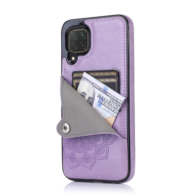 For Huawei P40 Lite Embossed Pattern PU + TPU Protective Case with Holder & Wallet & Card Slots