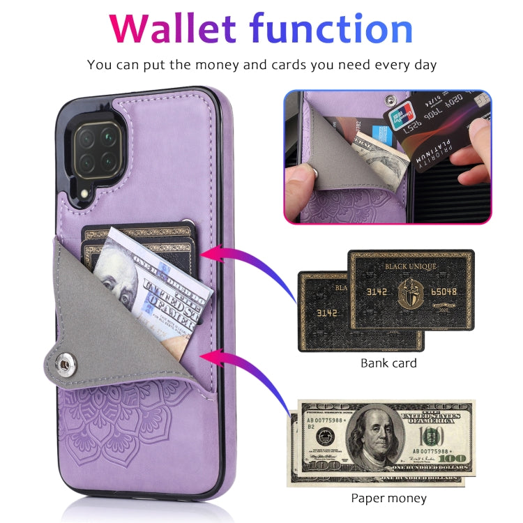 For Huawei P40 Lite Embossed Pattern PU + TPU Protective Case with Holder & Wallet & Card Slots