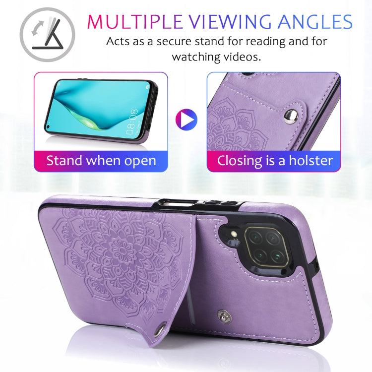 For Huawei P40 Lite Embossed Pattern PU + TPU Protective Case with Holder & Wallet & Card Slots