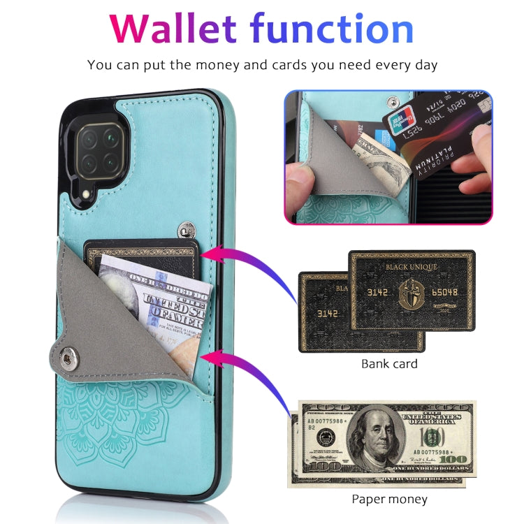 For Huawei P40 Lite Embossed Pattern PU + TPU Protective Case with Holder & Wallet & Card Slots