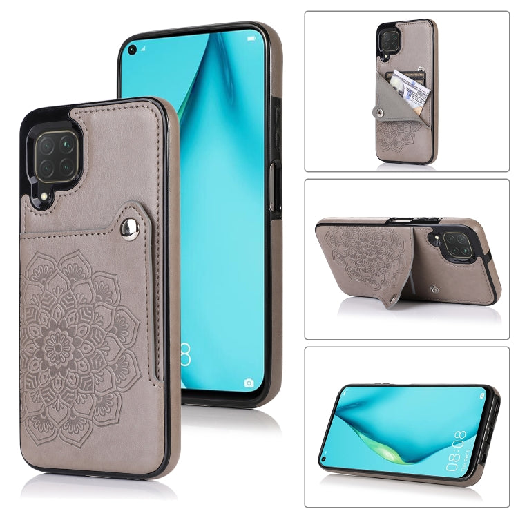 For Huawei P40 Lite Embossed Pattern PU + TPU Protective Case with Holder & Wallet & Card Slots