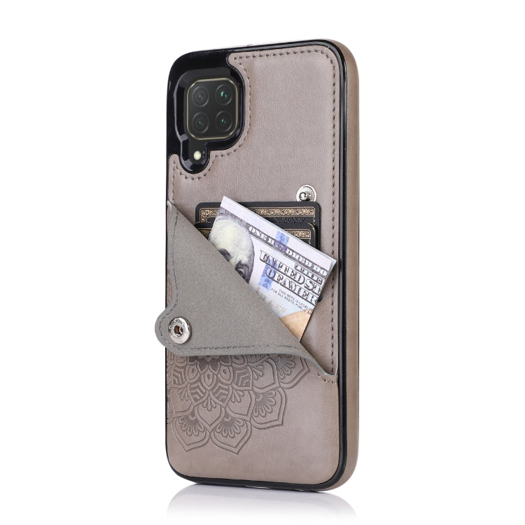 For Huawei P40 Lite Embossed Pattern PU + TPU Protective Case with Holder & Wallet & Card Slots