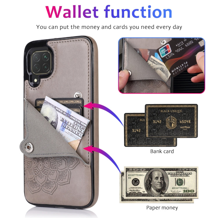 For Huawei P40 Lite Embossed Pattern PU + TPU Protective Case with Holder & Wallet & Card Slots