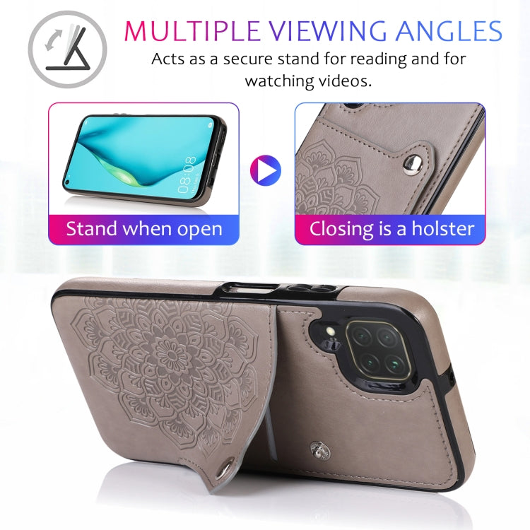 For Huawei P40 Lite Embossed Pattern PU + TPU Protective Case with Holder & Wallet & Card Slots