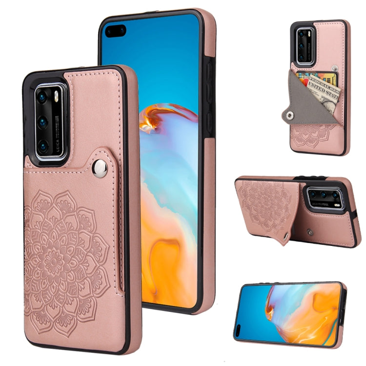 For Huawei P40 Pro Embossed Pattern PU + TPU Protective Case with Holder & Wallet & Card Slots