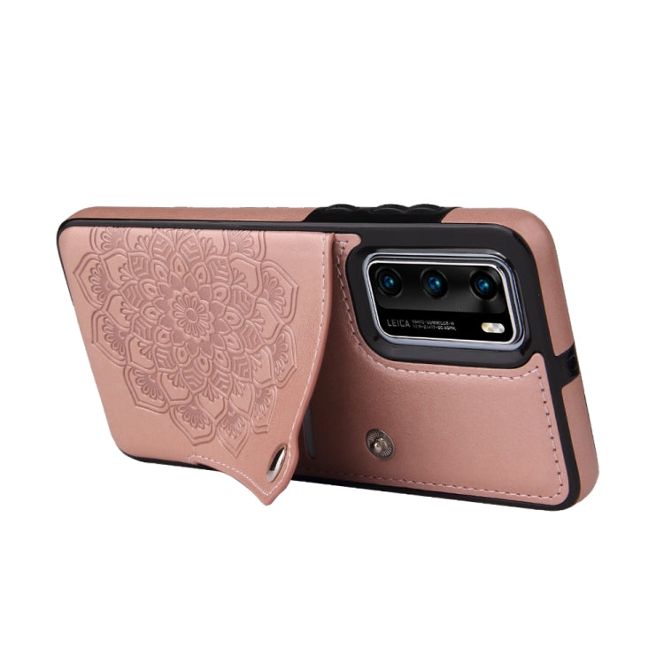 For Huawei P40 Pro Embossed Pattern PU + TPU Protective Case with Holder & Wallet & Card Slots