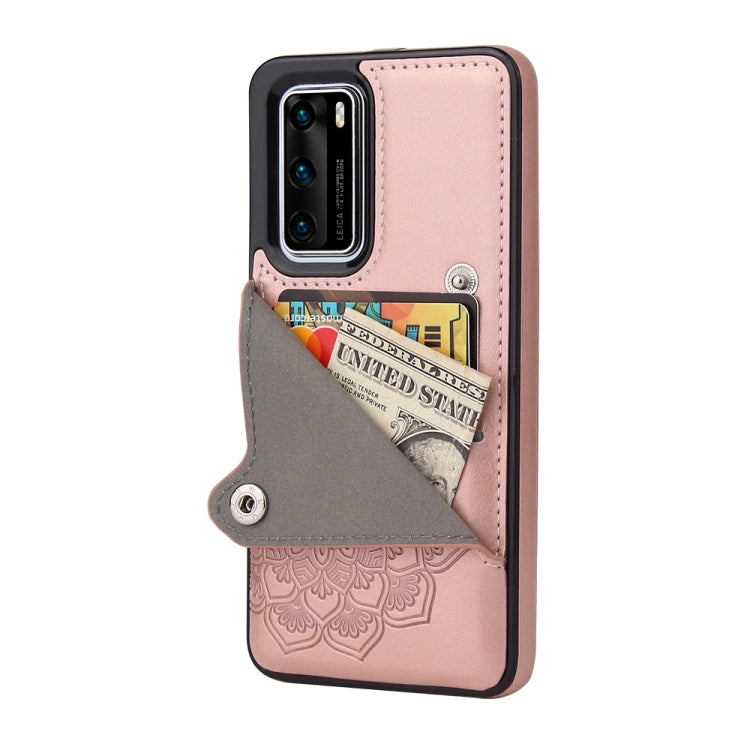 For Huawei P40 Pro Embossed Pattern PU + TPU Protective Case with Holder & Wallet & Card Slots