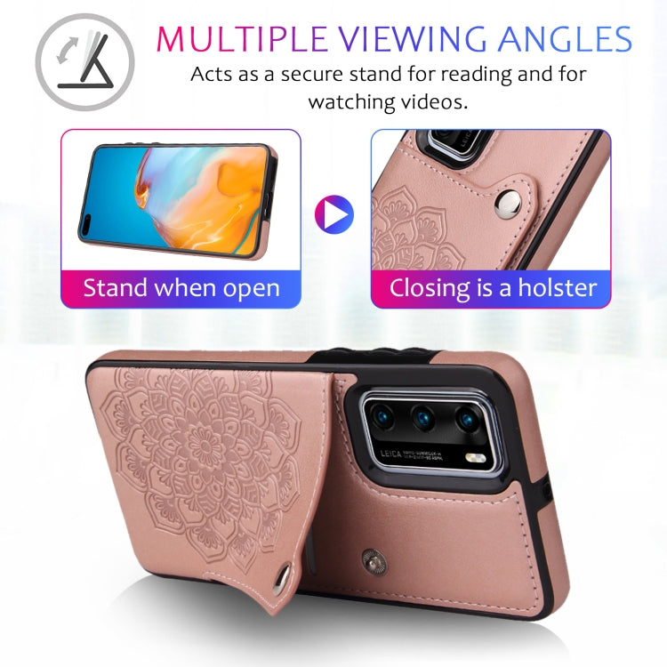 For Huawei P40 Pro Embossed Pattern PU + TPU Protective Case with Holder & Wallet & Card Slots
