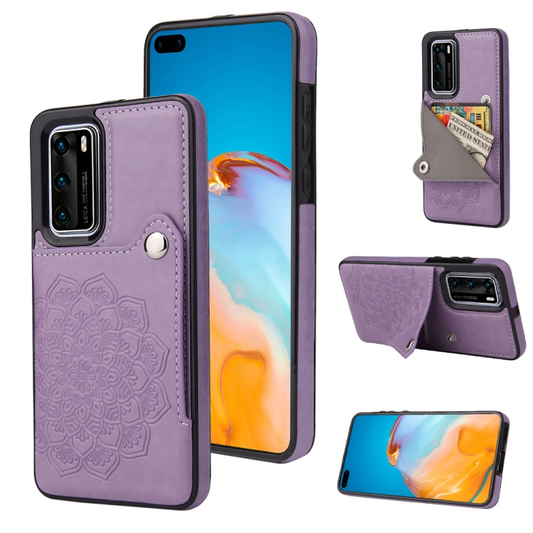 For Huawei P40 Pro Embossed Pattern PU + TPU Protective Case with Holder & Wallet & Card Slots