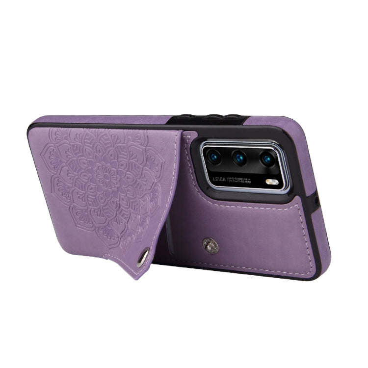 For Huawei P40 Pro Embossed Pattern PU + TPU Protective Case with Holder & Wallet & Card Slots