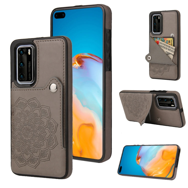 For Huawei P40 Pro Embossed Pattern PU + TPU Protective Case with Holder & Wallet & Card Slots
