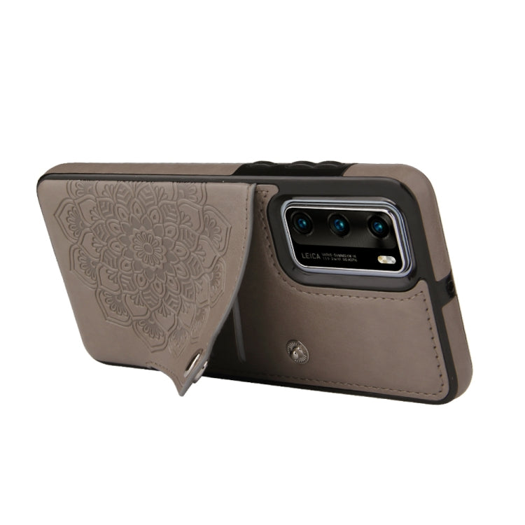 For Huawei P40 Pro Embossed Pattern PU + TPU Protective Case with Holder & Wallet & Card Slots