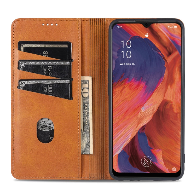 For Oppo F17 AZNS Magnetic Calf Texture Horizontal Flip Leather Case with Card Slots & Holder & Wallet