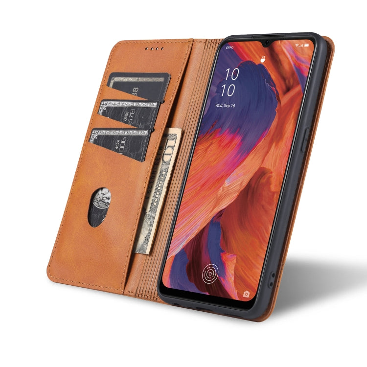 For Oppo F17 AZNS Magnetic Calf Texture Horizontal Flip Leather Case with Card Slots & Holder & Wallet