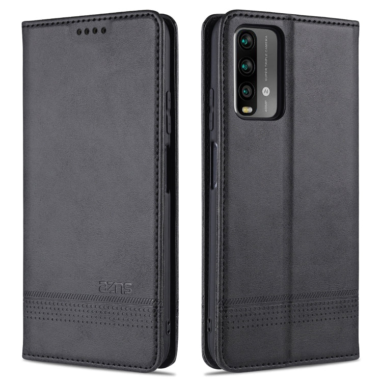 For Xiaomi Redmi Note 9 AZNS Magnetic Calf Texture Horizontal Flip Leather Case with Card Slots & Holder & Wallet