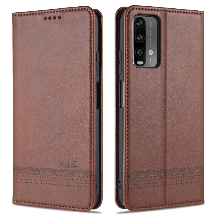 For Xiaomi Redmi Note 9 AZNS Magnetic Calf Texture Horizontal Flip Leather Case with Card Slots & Holder & Wallet