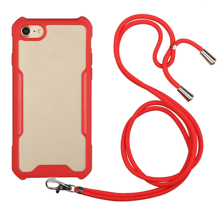 For iPhone SE 2022 / SE 2020 / 8 / 7 Acrylic + Color TPU Shockproof Case with Neck Lanyard