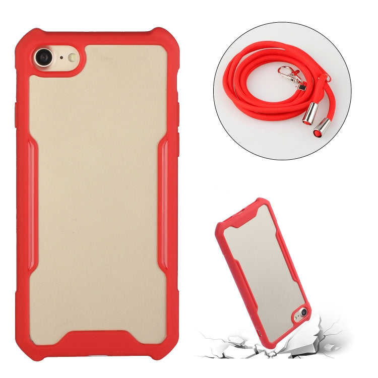 For iPhone SE 2022 / SE 2020 / 8 / 7 Acrylic + Color TPU Shockproof Case with Neck Lanyard