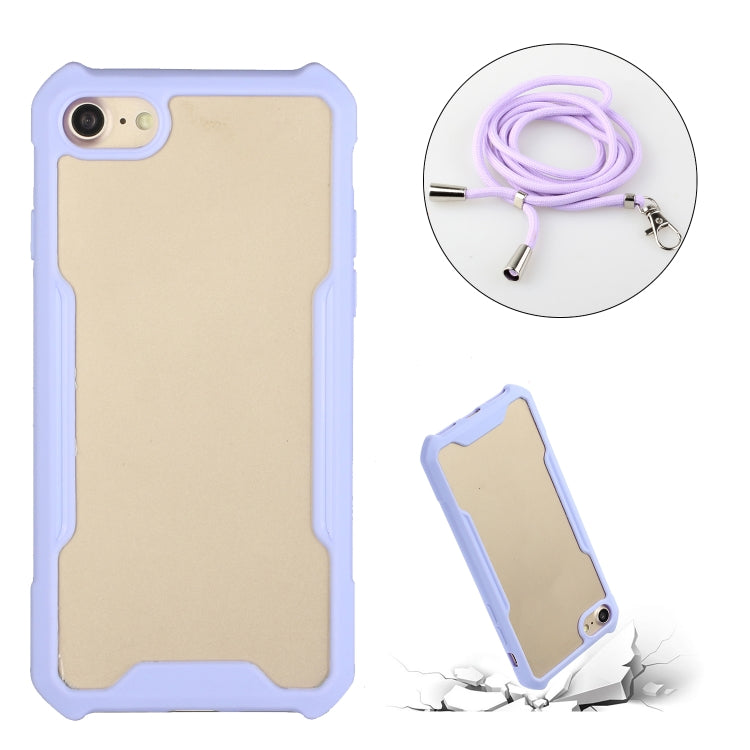 For iPhone SE 2022 / SE 2020 / 8 / 7 Acrylic + Color TPU Shockproof Case with Neck Lanyard