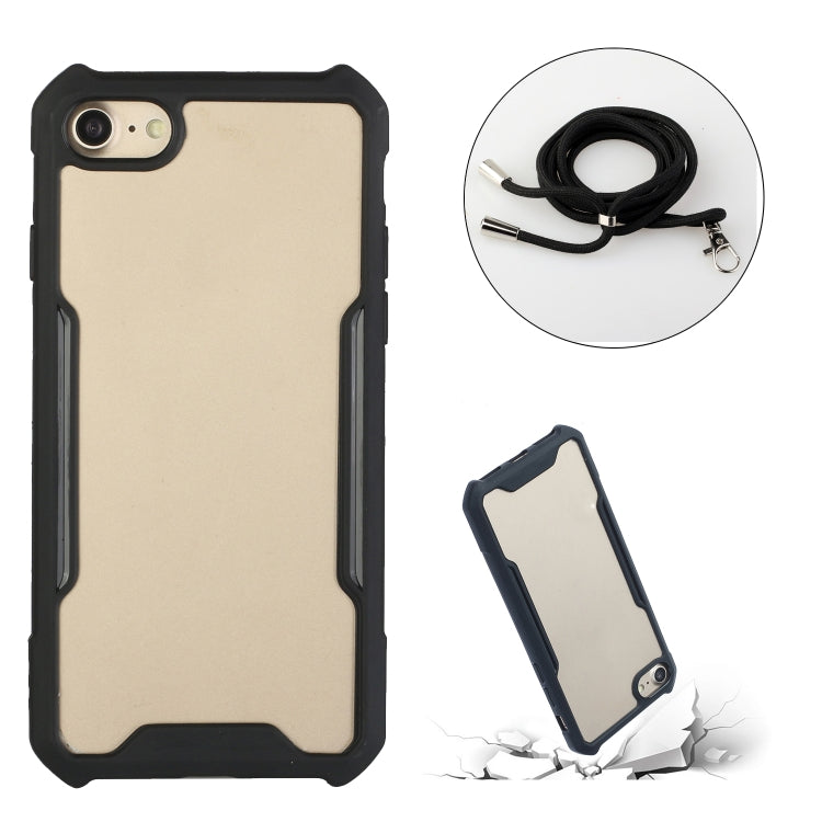 For iPhone SE 2022 / SE 2020 / 8 / 7 Acrylic + Color TPU Shockproof Case with Neck Lanyard