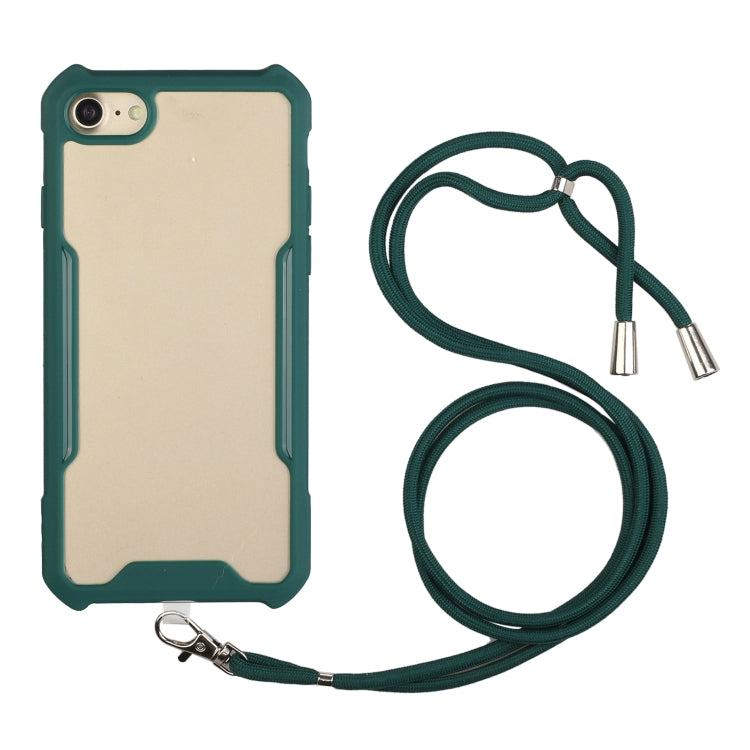 For iPhone SE 2022 / SE 2020 / 8 / 7 Acrylic + Color TPU Shockproof Case with Neck Lanyard