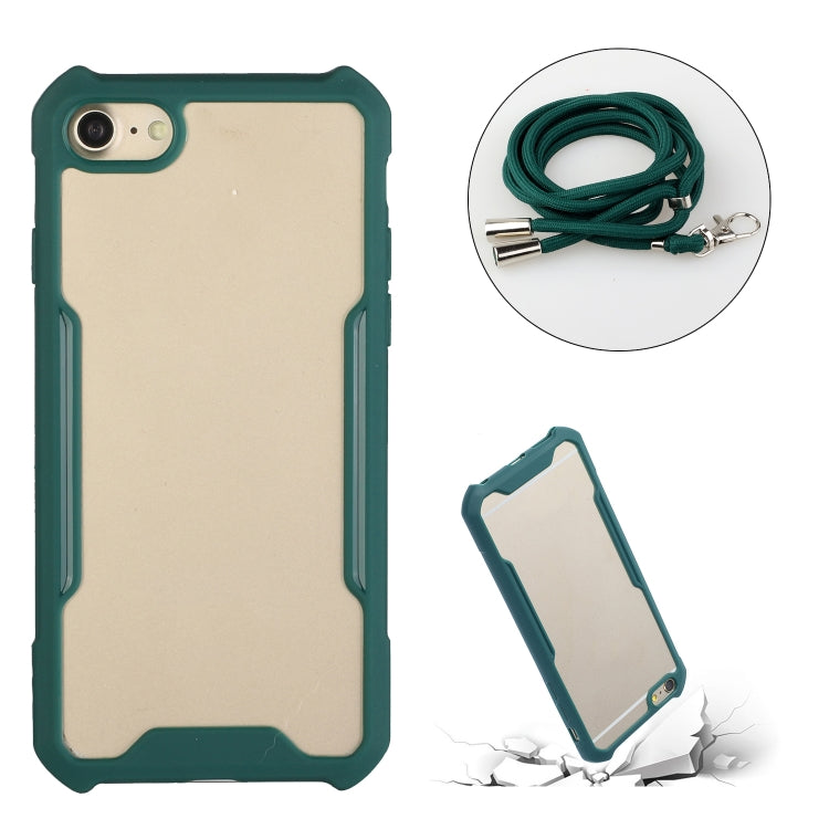 For iPhone SE 2022 / SE 2020 / 8 / 7 Acrylic + Color TPU Shockproof Case with Neck Lanyard
