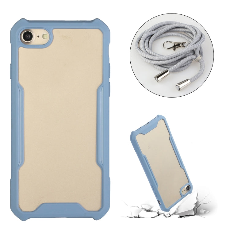 For iPhone SE 2022 / SE 2020 / 8 / 7 Acrylic + Color TPU Shockproof Case with Neck Lanyard