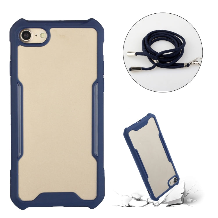 For iPhone SE 2022 / SE 2020 / 8 / 7 Acrylic + Color TPU Shockproof Case with Neck Lanyard