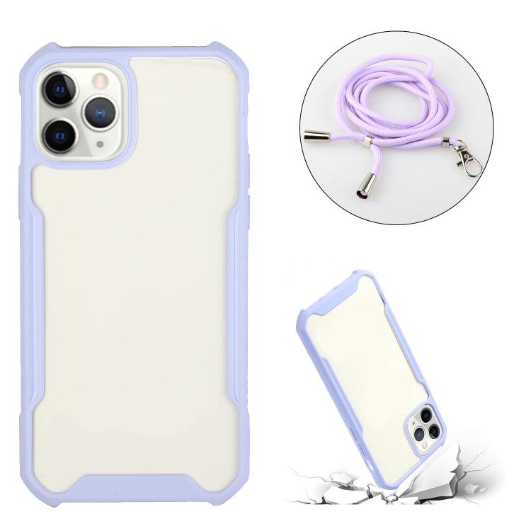 For iPhone 11 Acrylic + Color TPU Shockproof Case with Neck Lanyard
