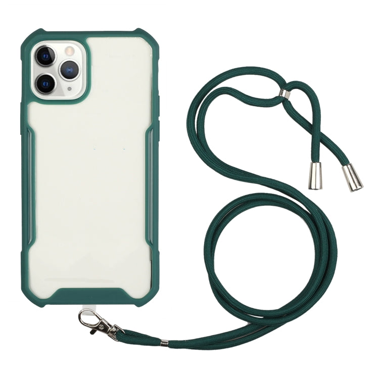 For iPhone 11 Acrylic + Color TPU Shockproof Case with Neck Lanyard