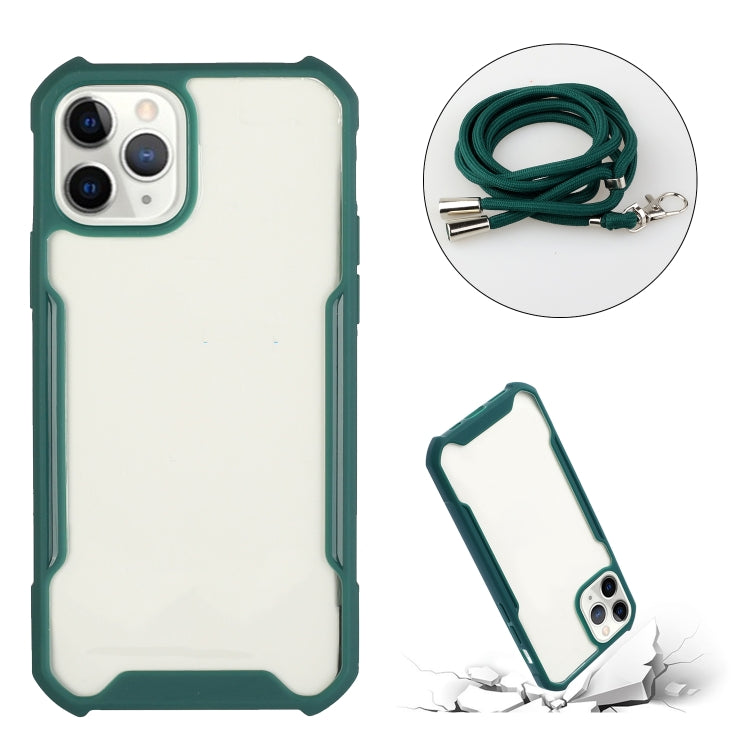 For iPhone 11 Pro Acrylic + Color TPU Shockproof Case with Neck Lanyard