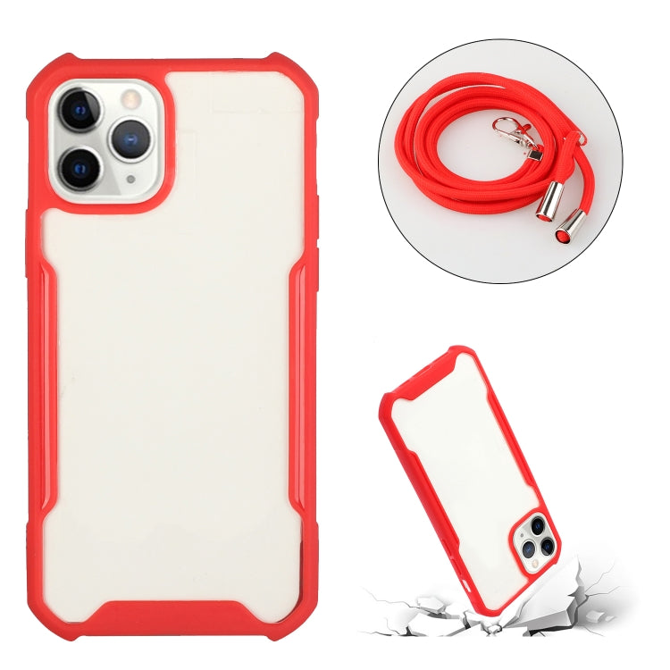 For iPhone 11 Pro Max Acrylic + Color TPU Shockproof Case with Neck Lanyard