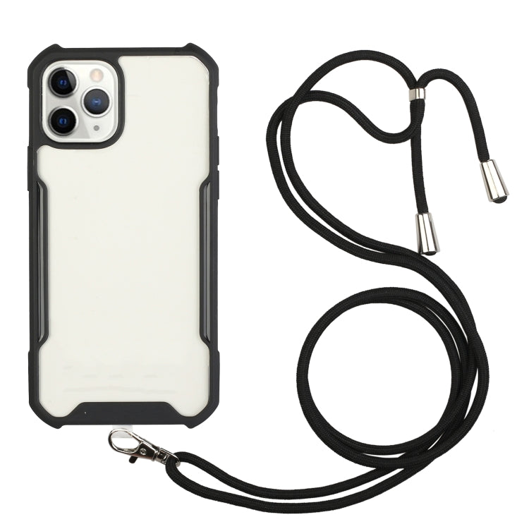 For iPhone 11 Pro Max Acrylic + Color TPU Shockproof Case with Neck Lanyard