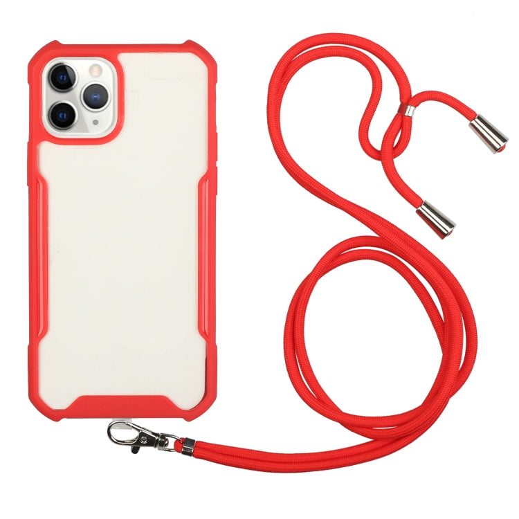 For iPhone 12 mini Acrylic + Color TPU Shockproof Case with Neck Lanyard