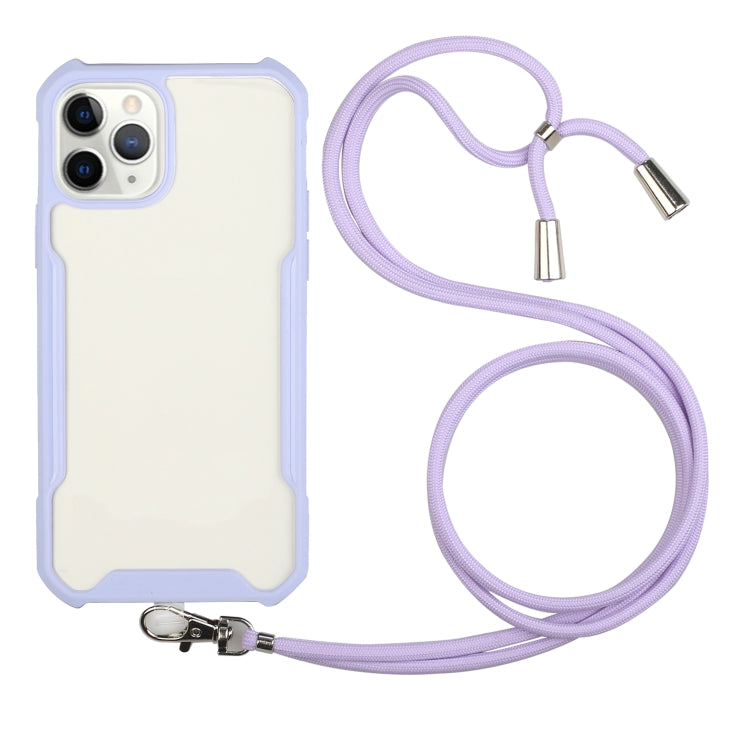 For iPhone 12 Pro Acrylic + Color TPU Shockproof Case with Neck Lanyard