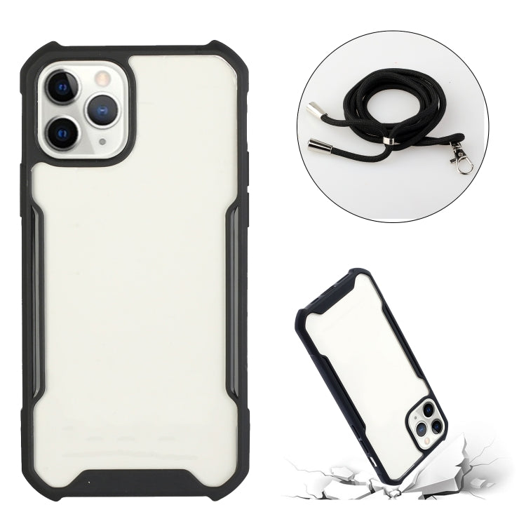 For iPhone 12 Pro Acrylic + Color TPU Shockproof Case with Neck Lanyard