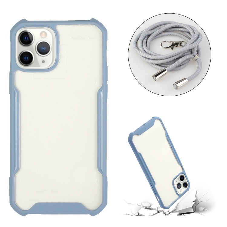 For iPhone 12 Pro Max Acrylic + Color TPU Shockproof Case with Neck Lanyard