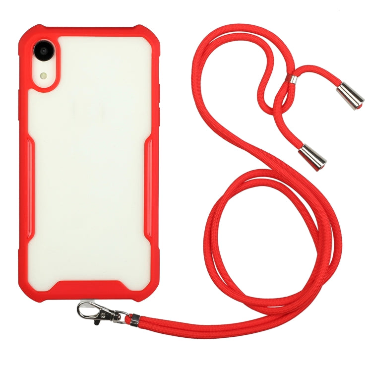 For iPhone XS Max Acrylic + Color TPU Shockproof Case with Neck Lanyard