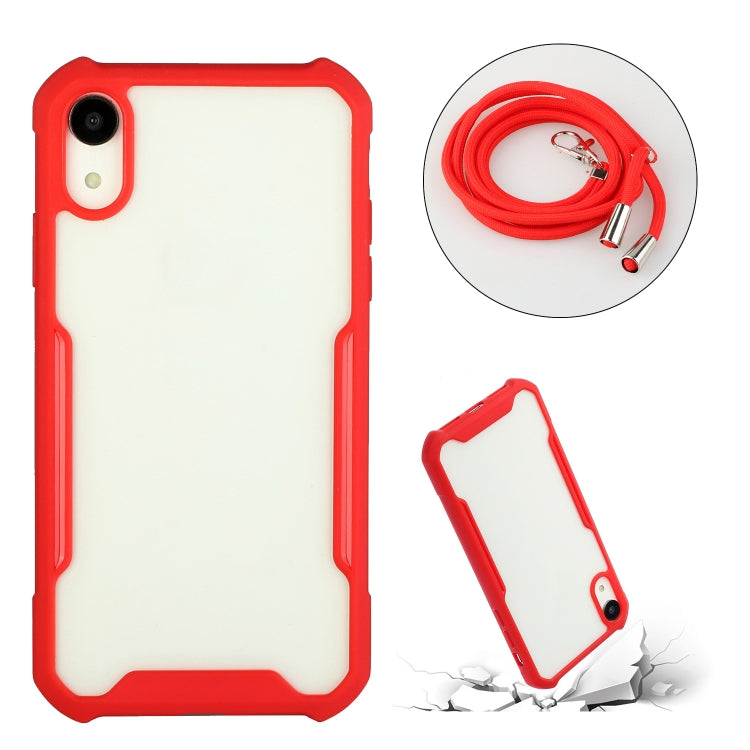 For iPhone XS Max Acrylic + Color TPU Shockproof Case with Neck Lanyard