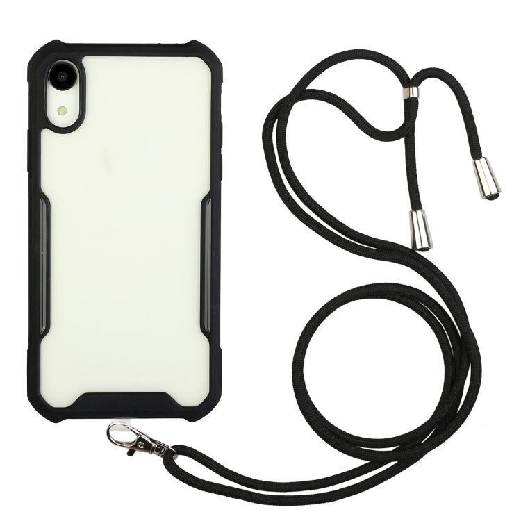 For iPhone XS Max Acrylic + Color TPU Shockproof Case with Neck Lanyard